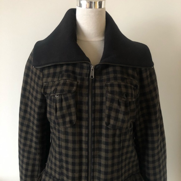 Wool cargo coat olive green black 8 - Picture 2 of 10